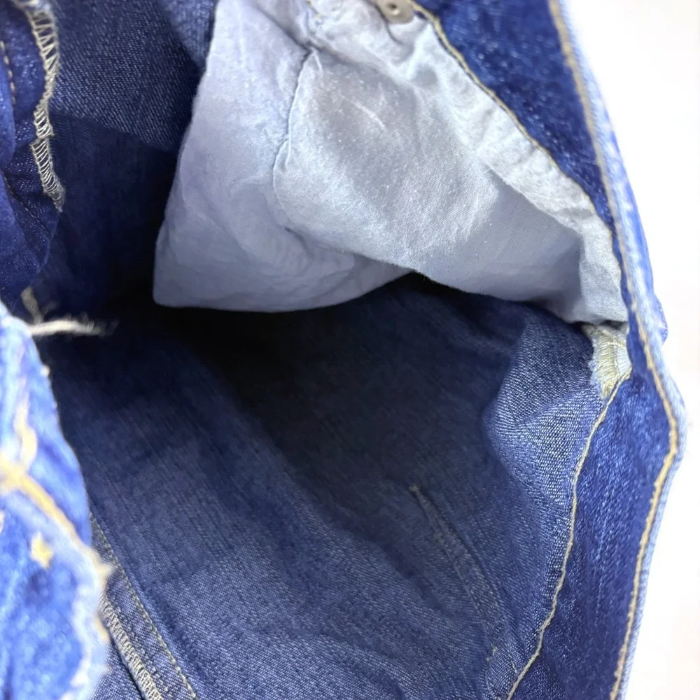 Vtg Y2K Sonoma Denim Skirt Girls Sz 10 Blue Lace Trim Asymetrical Hem Cowboy SEE